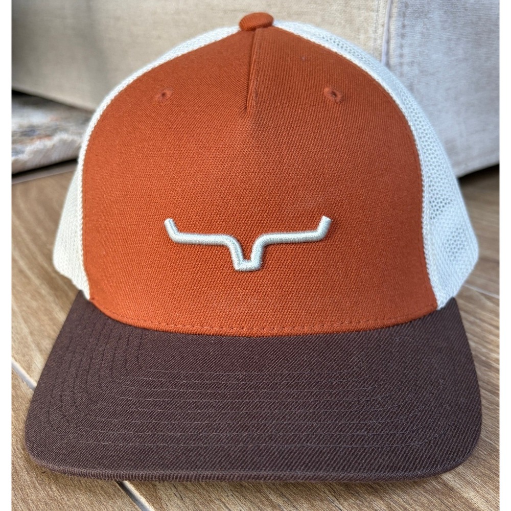 Kimes Ranch Mens Logo Trucker Snapback Hat OSFM Brown Orange Mesh Western Cap